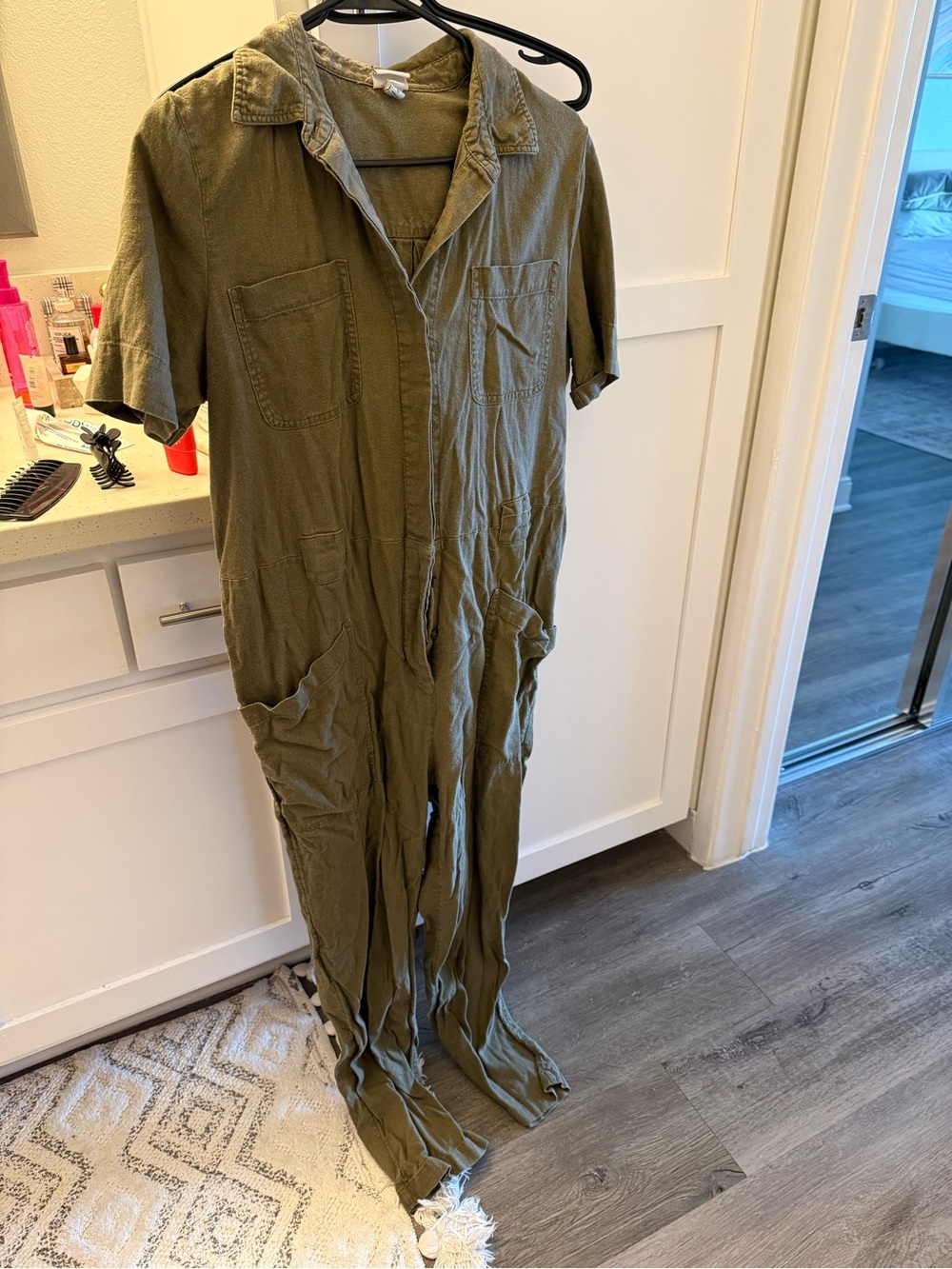 a new day Olive Green Short-Sleeve Utility Jumpsuit